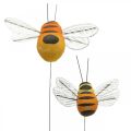 Floristik24 Deko-Biene, Frühlingsdeko, Biene am Draht Orange, Gelb B5/6,5cm 12St
