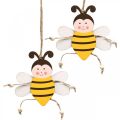 Floristik24 Biene zum Hängen, Frühlingsdeko, Anhänger aus Holz H9,5cm 6St