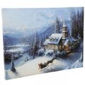 Floristik24 LED-Wandbild Winterlandschaft mit Kirche 38×28cm Für Batterie