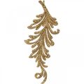 Floristik24 Baumanhänger mit Glitter, Deko-Federn zum Hängen, Weihnachtsdeko Golden L16cm 6St
