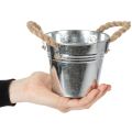 Blecheimer mit Seilgriffen aus Metall glänzend Ø12cm für Dekorationen | Floristik24.ch