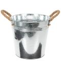 Floristik24 Blecheimer aus verzinktem Metall Ø22cm mit Seilgriffen in Silber für Innen- und Aussenbereich