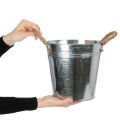 Blecheimer aus verzinktem Metall Ø22cm mit Seilgriffen in Silber für Innen- und Aussenbereich | Floristik24.ch