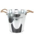 Floristik24 Blecheimer mit Seilgriffen Silber Ø25cm für Innen- und Aussenbereich