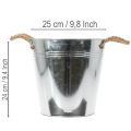Blecheimer mit Seilgriffen Silber Ø25cm für Innen- und Aussenbereich | Floristik24.ch