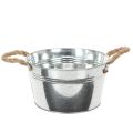 Floristik24 Blechschale aus Metall mit Seilgriffen Ø22cm Silber für Innen- und Aussendekoration