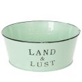 Floristik24 Blumenschale rund Metall Mint Ø25×10 cm – Pflanzkübel und Übertopf für Innen und Aussen