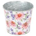 Floristik24 Blumentopf Metall Ø12cm H10,5cm mit Blumenmotiv für Frühlingsdeko