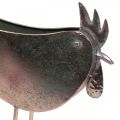 Blumentopf Huhn Metall Vogel Metallic Rosé 51×16×37cm