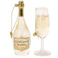 Sektflasche und Sektglas Anhänger-Set aus Glas 14cm Dekoration für Weihnachten und Silvester | Floristik24.ch