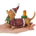 Dekofigur Dackel aus Polyresin 18 cm Rot-Grün-Braun für Weihnachten | Floristik24.ch