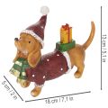 Dekofigur Dackel aus Polyresin 18 cm Rot-Grün-Braun für Weihnachten | Floristik24.ch