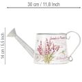 Deko-Giesskanne Metall Weiss Lavendel-Motiv 30×11×14,5 cm für Innenbereich | Floristik24.ch