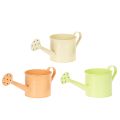 Floristik24 Deko-Giesskanne Set aus Metall Ø11cm H10cm, Lachs, Grün, Gelbgrün, 8 Stück
