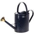 Floristik24 Deko-Giesskanne aus Metall 65cm Blau-Gold mit Karo-Muster für Innen und Balkon
