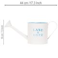 Deko-Giesskanne aus Metall, Weiss-Blau, Ø17 cm, für Innen- und Aussendekoration | Floristik24.ch