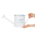Deko-Giesskanne aus Metall, Weiss-Blau, Ø17 cm, für Innen- und Aussendekoration | Floristik24.ch