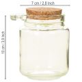 Dekogläser aus grünem Glas mit Korkdeckel und Holzlöffel – Ø 7 cm, H 10 cm, 2 Stück | Floristik24.ch
