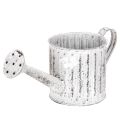 Floristik24 Deko-Pflanzkanne aus Metall, Ø10,5cm, silber/weiss, mit Rillenstruktur