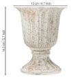 Deko Pokal Metall Kelch Vintage Look Grau Weiß H14,5cm | Floristik24.ch