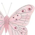 Floristik24 Deko Schmetterling Rosa mit Glimmer 10,5cm 3St