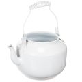 Floristik24 Deko-Teekanne aus Metall Weiss Ø12cm H10cm mit Henkel H16cm als Übertopf und Blumendeko
