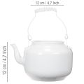 Deko-Teekanne aus Metall Weiss Ø12cm H10cm mit Henkel H16cm als Übertopf und Blumendeko | Floristik24.ch