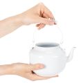 Deko-Teekanne aus Metall Weiss Ø12cm H10cm mit Henkel H16cm als Übertopf und Blumendeko | Floristik24.ch