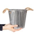 Deko-Metalltopf mit Henkeln Ø21,5cm, Shabby Chic, silbern-weiss, für Bepflanzung | Floristik24.ch