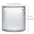 Floristik24 Deko-Glas, Windlicht mit Rautenmuster, Glasgefäß Ø15cm H15cm