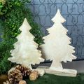 Floristik24 Deko Tannenbaum Holz Weiß gewaschen Tischdeko Advent 32×20×5,5cm