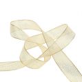 Dekoband mit Lurexstreifen Hellgold 25mm 20m | Floristik24.ch