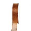 Floristik24 Dekoband mit Lurexstreifen Kupfer 25mm 20m