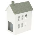 Floristik24 Dekohaus Weiss Metall Hausform mit Fenstern und Schornstein 22cm