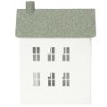Dekohaus Weiss Metall Hausform mit Fenstern und Schornstein 22cm | Floristik24.ch