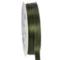 Floristik24 Dekoband Taft 10mm 50m Moosgrün für Geschenk- und Dekorationsideen