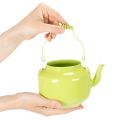 Dekorative Teekanne aus Metall, apfelgrün, Ø12 cm, Blumenvase für Innenbereich | Floristik24.ch