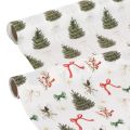 Floristik24 Dekostoff Weihnachten Meterware 35x120cm 2 Rollen mit Tannenbäumen und Schleifen