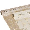Floristik24 Tischband aus Polyester 120x35 cm mit goldenen Schleifenmotiven Beige Creme