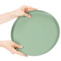 Dekoteller aus Metall rund grün 30 cm mit Fuss für Tischdeko | Floristik24.ch