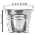 Eimer aus Zink Ø10cm H8cm mit Holzgriff, glänzend, 10 Stück, für Pflanzen und Dekoration | Floristik24.ch