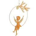 Floristik24 Engel Metall Deko-Ring Rostoptik Ø16,5 x 23,5cm 3 Stk Weihnachtsdekoration