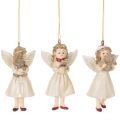 Floristik24 Deko Engel Baumschmuck Polyresin 10cm Beige Weiss Rot 3er-Set