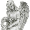 Floristik24 Grabengel mit Kranz Weiblicher Engel sitzend H32cm