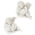 Floristik24 Engelfiguren aus Polyresin mit Herz und Inschrift 13 cm Grau 2er-Set für Zuhause und Dekoration