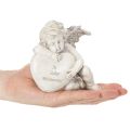 Engelfiguren aus Polyresin mit Herz und Inschrift 13 cm Grau 2er-Set für Zuhause und Dekoration | Floristik24.ch