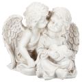 Floristik24 Engelskulptur Kinderengel Paar mit Herz 24 cm Grau Creme