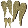 Floristik24 Streudeko, Engelsflügel, Adventsdeko, Flügel zum Dekorieren Golden, Glitter H7/5/3cm B4,5/3,5/2cm 18St