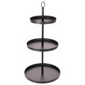 Floristik24 Etagere dreistöckig Metall Rund 61 cm Schwarz für Tischdekoration