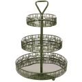 Floristik24 Metall-Etagere mit Tannenmuster, 3 Etagen, Grün, Ø 36 cm, H 49 cm